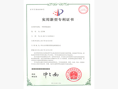 百視特-新型洗墻燈專利證書